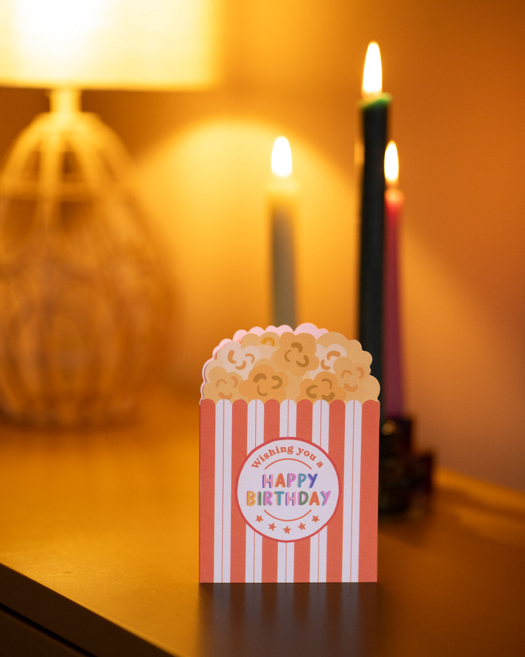 Popcorn happy birthday card