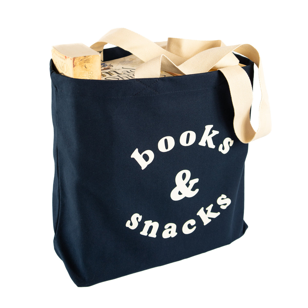 Books and snacks tote - navy