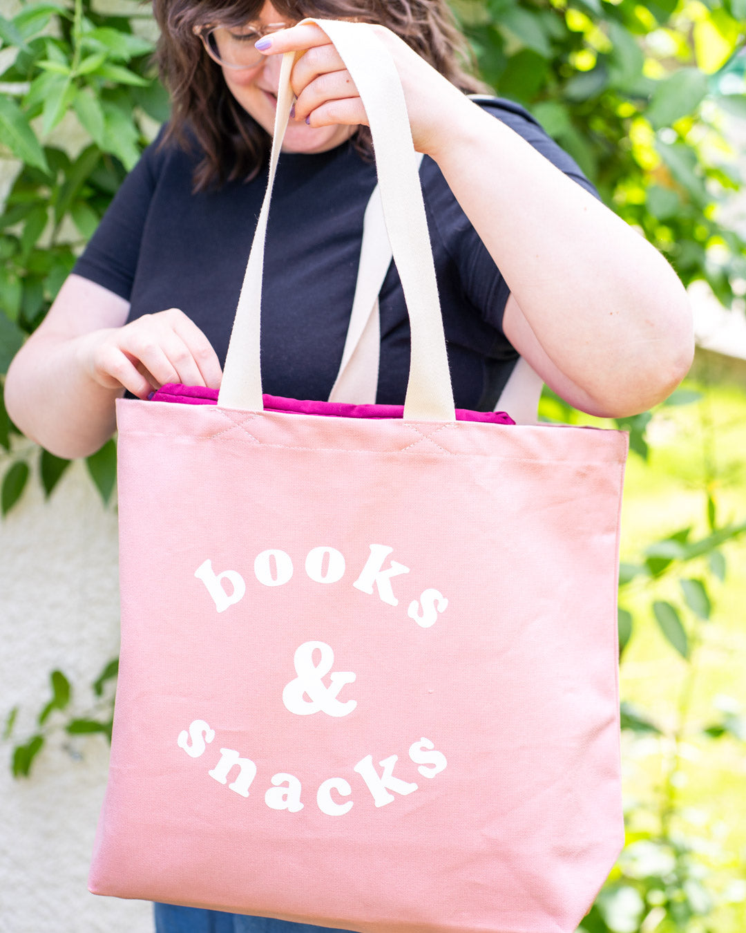 Books and snacks bag - pink