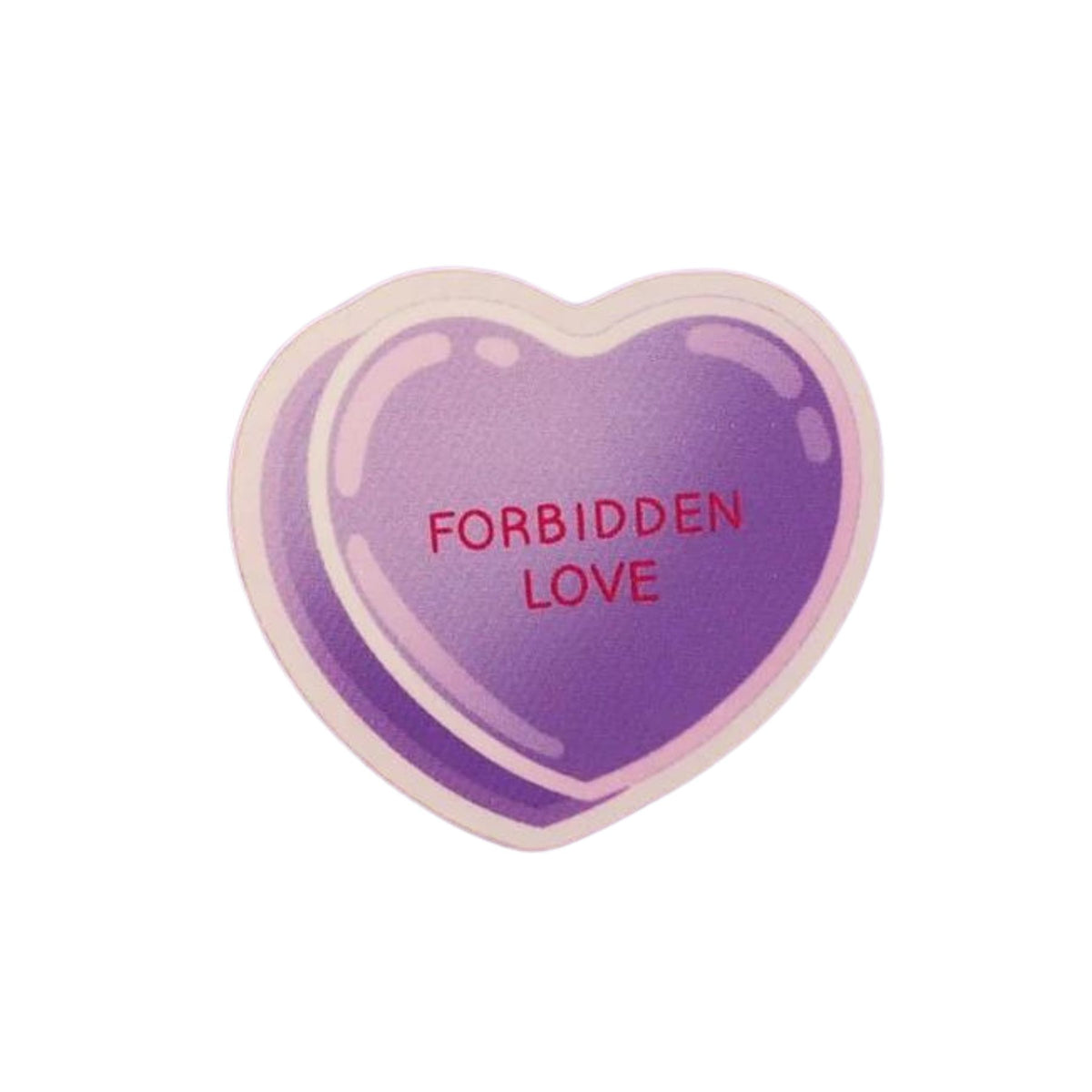 Forbidden love candy heart sticker