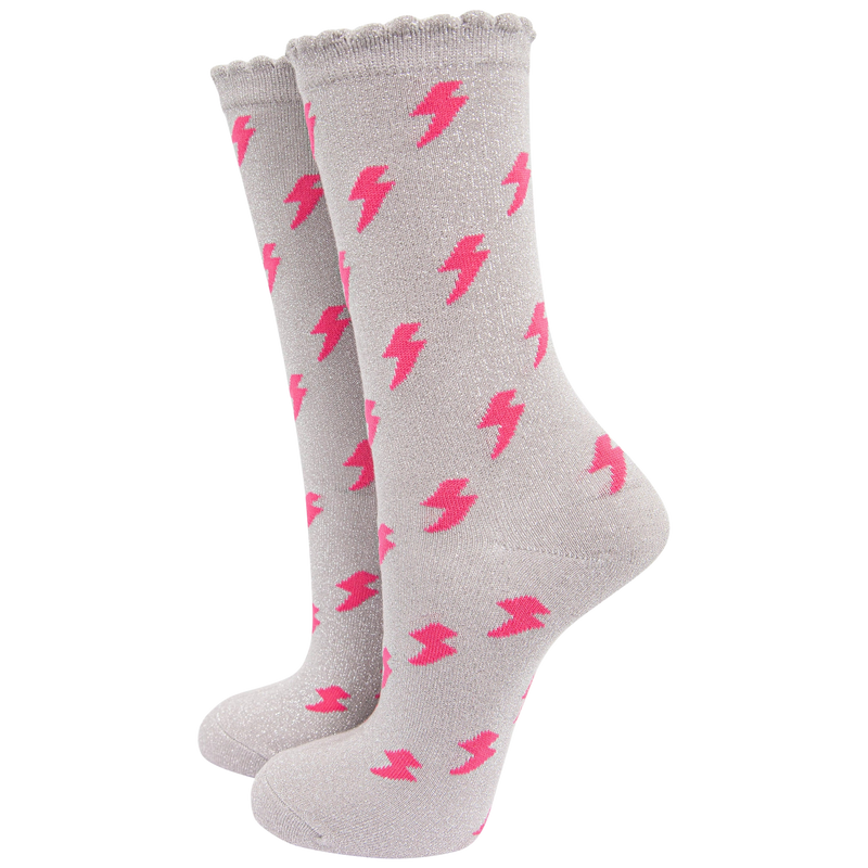 Lightning bolt glitter bamboo socks