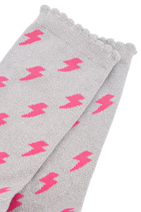 Lightning bolt glitter bamboo socks