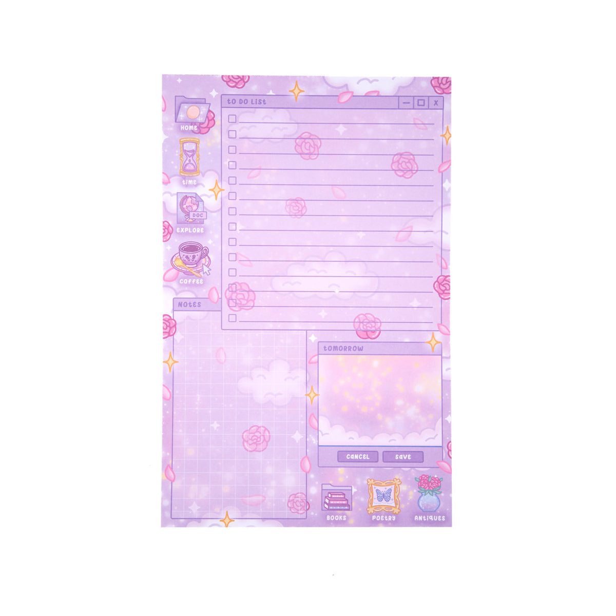 Pastel academia daily planner pad