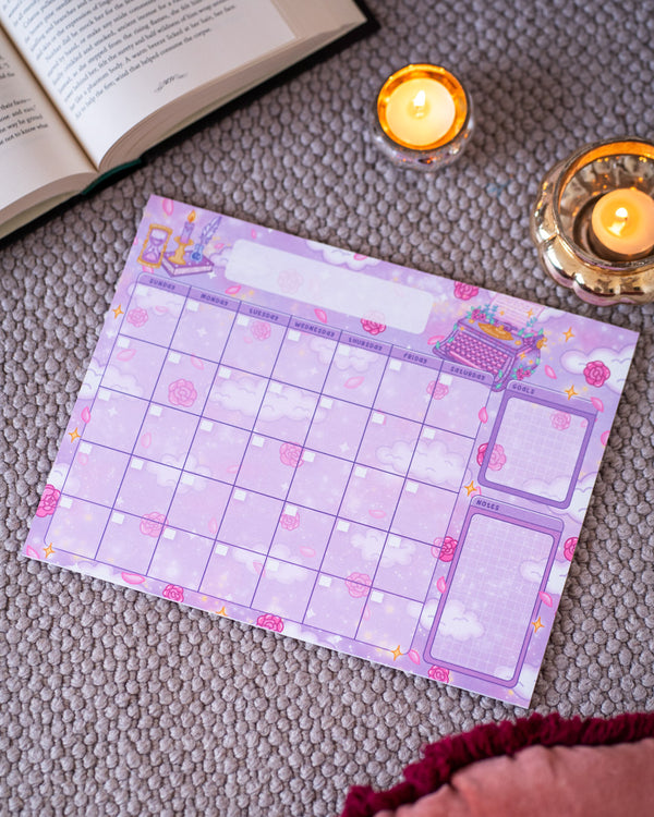 Pastel academia monthly planner pad