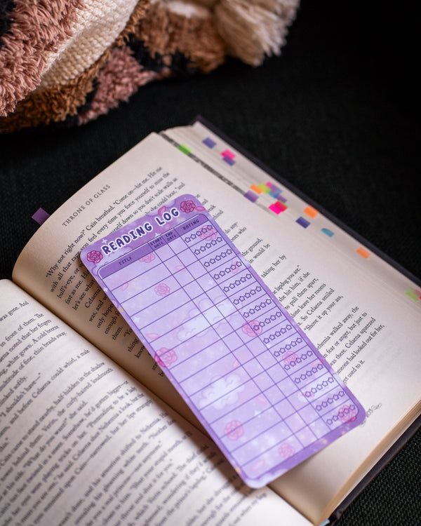 Pastel academia reading log bookmark