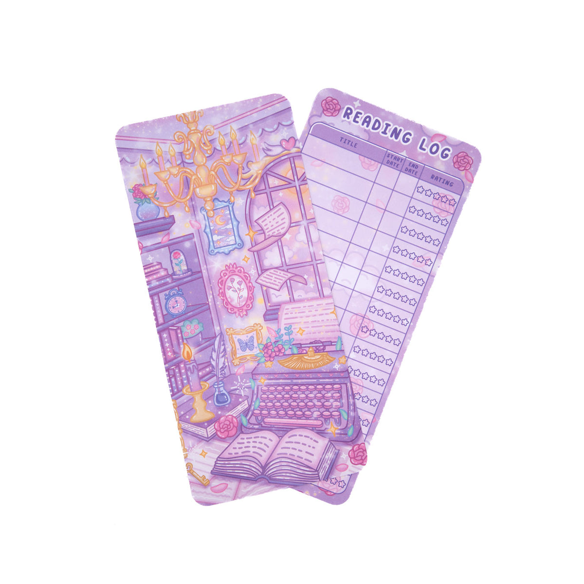 Pastel academia reading log bookmark