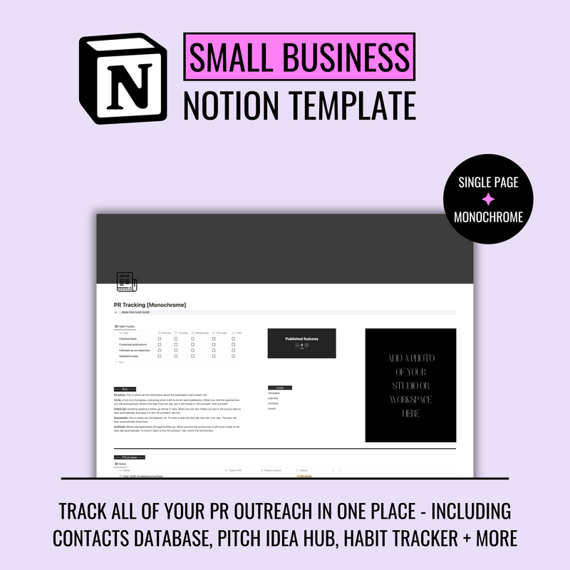 PR tracker Notion template